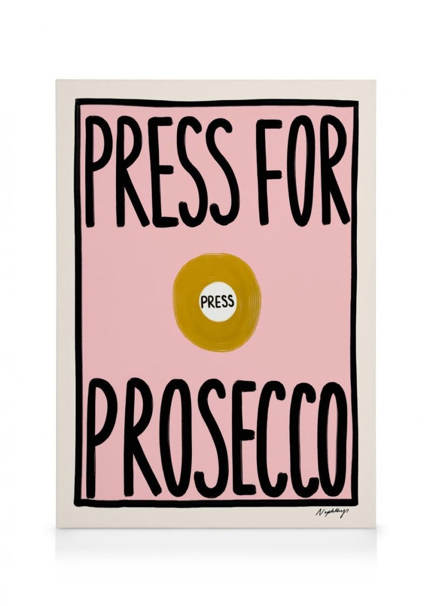 Canvas Schilderijen Nephthys Foster - Press for Prosecco Canvas (30x40 cm - Fotolijst Eiken)
