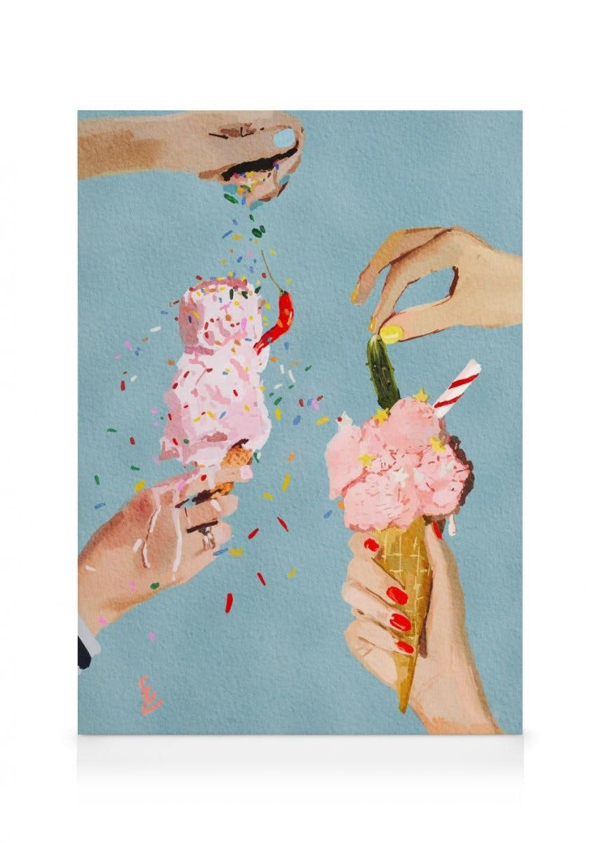 Canvas Prints Ekaterina - Zagorska - Pickle & Chili Ice Cream Canvas print (30x40 cm - Black Frame)