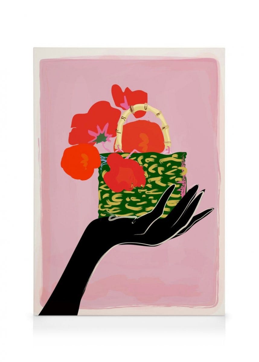 Canvas Prints Rachel Joanis - Poppies in Handbag Canvas print (50x70 cm - Black Frame)