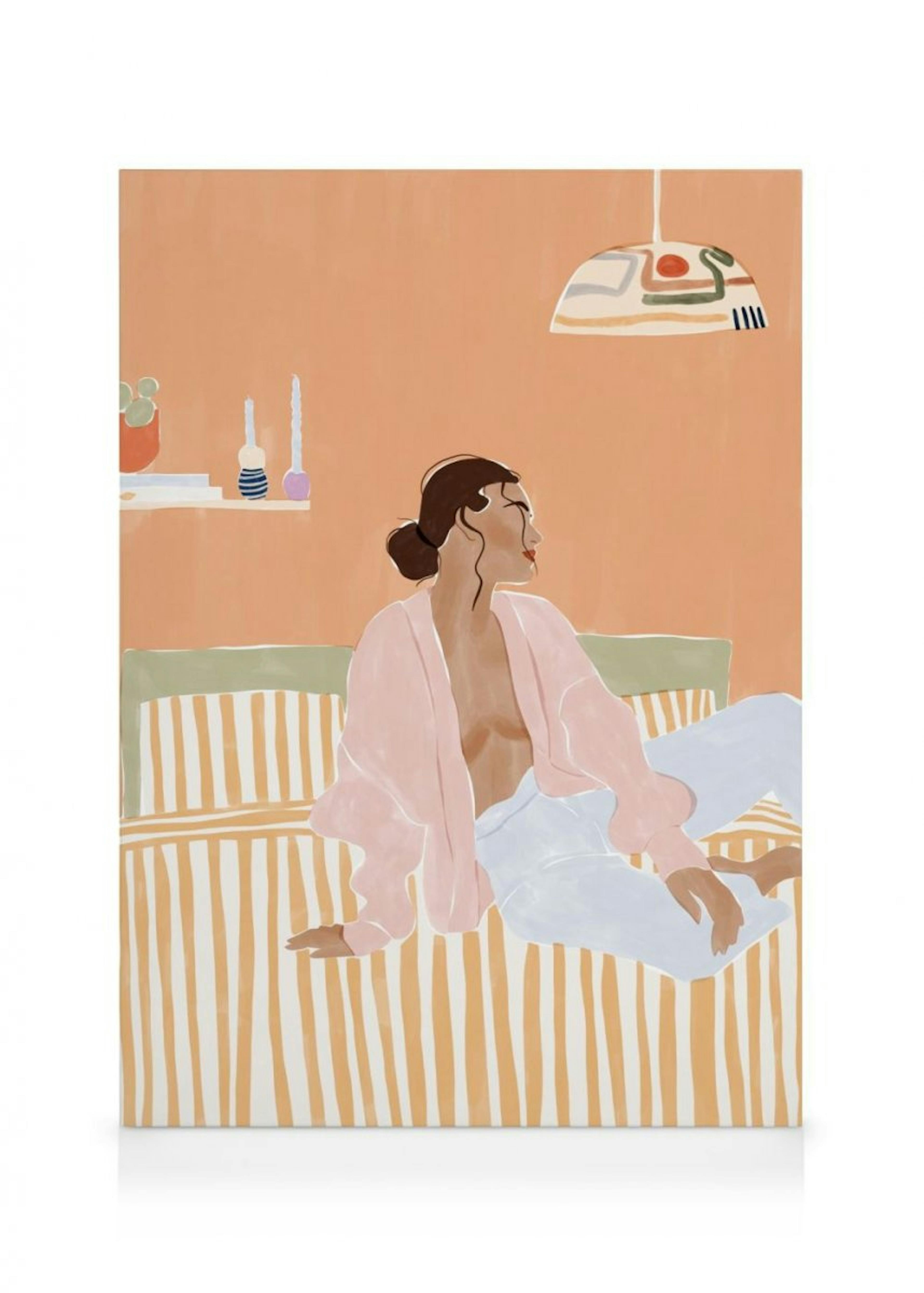 Ivy Green - Woman Lounging on the Bed Canvas print