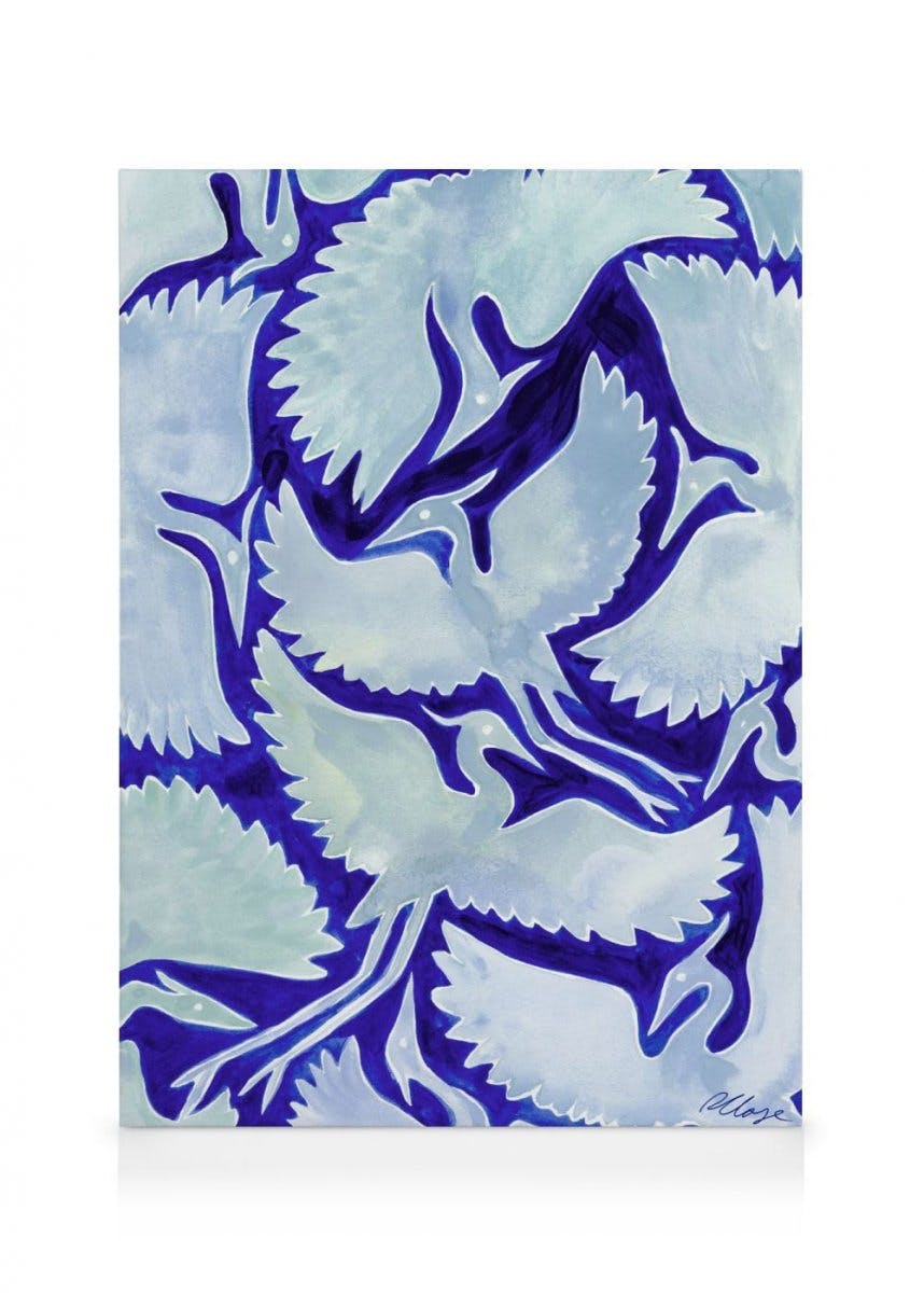 Canvas Prints Rosanna Corfe - Blue Herons Canvas (30x40 cm - Black Frame)