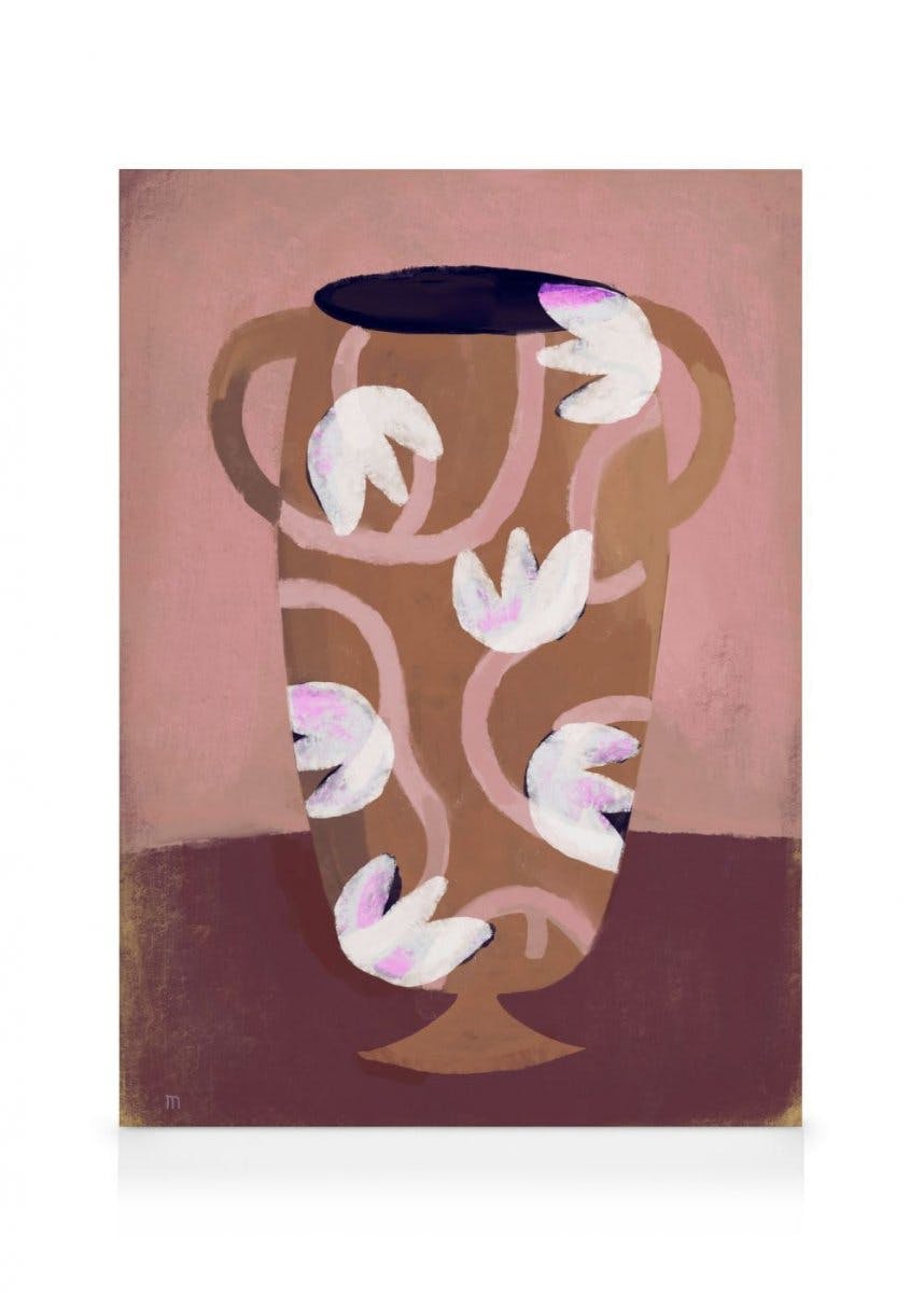 Marco Marella - Flowered Vessel Obraz na plátne (50x70 cm - Čierny rám)