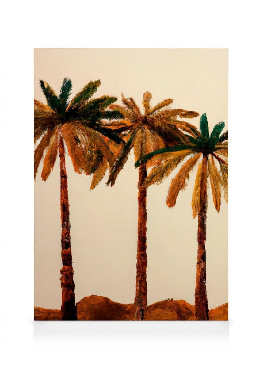 Canvas Schilderijen Merel Takken - Palm Trio Canvas (100x140 cm)