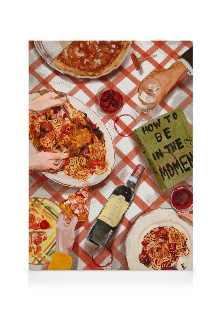 Canvas Prints Ekaterina Zagorska - Pizza & Pasta Party Canvas print (70x100 cm - Black Frame)