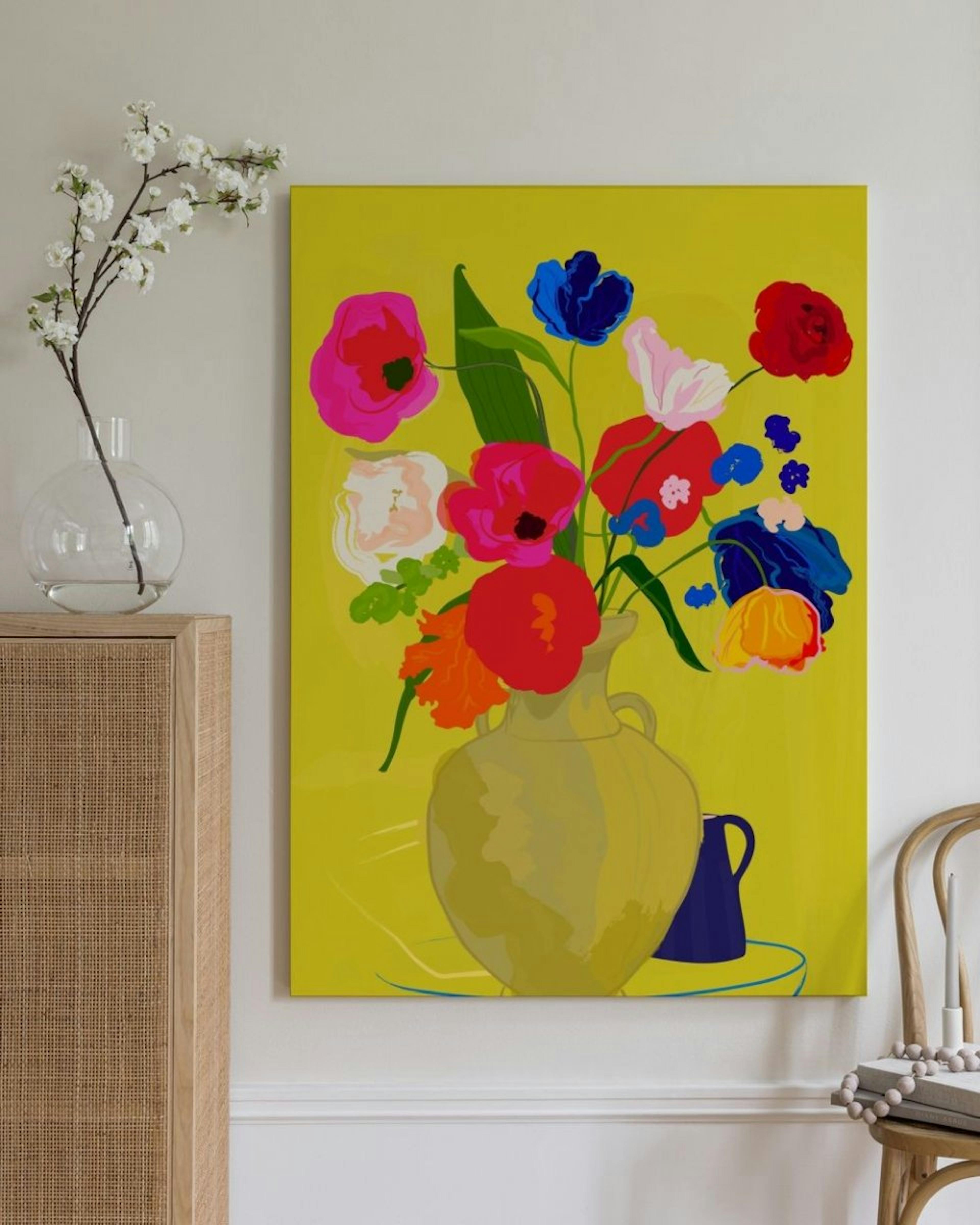 Rachel Joanis - Vase With Flower in Gold Canvas print