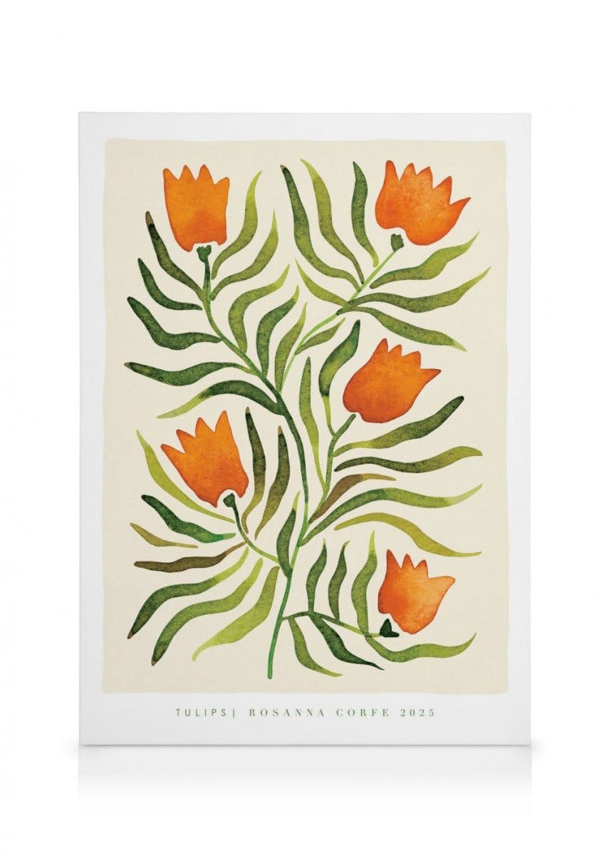 Canvas Schilderijen Rosanna Corfe - Tulips Canvas (50x70 cm - Fotolijst Zwart)