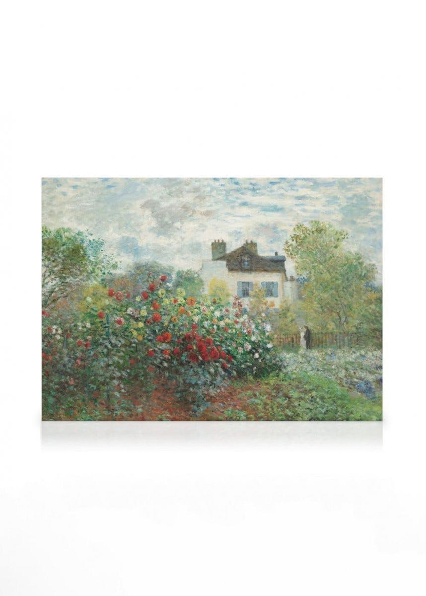 Canvastavlor Monet - A Corner of the Garden with Dahlias Canvastavla (30x40 cm - Svart ram)