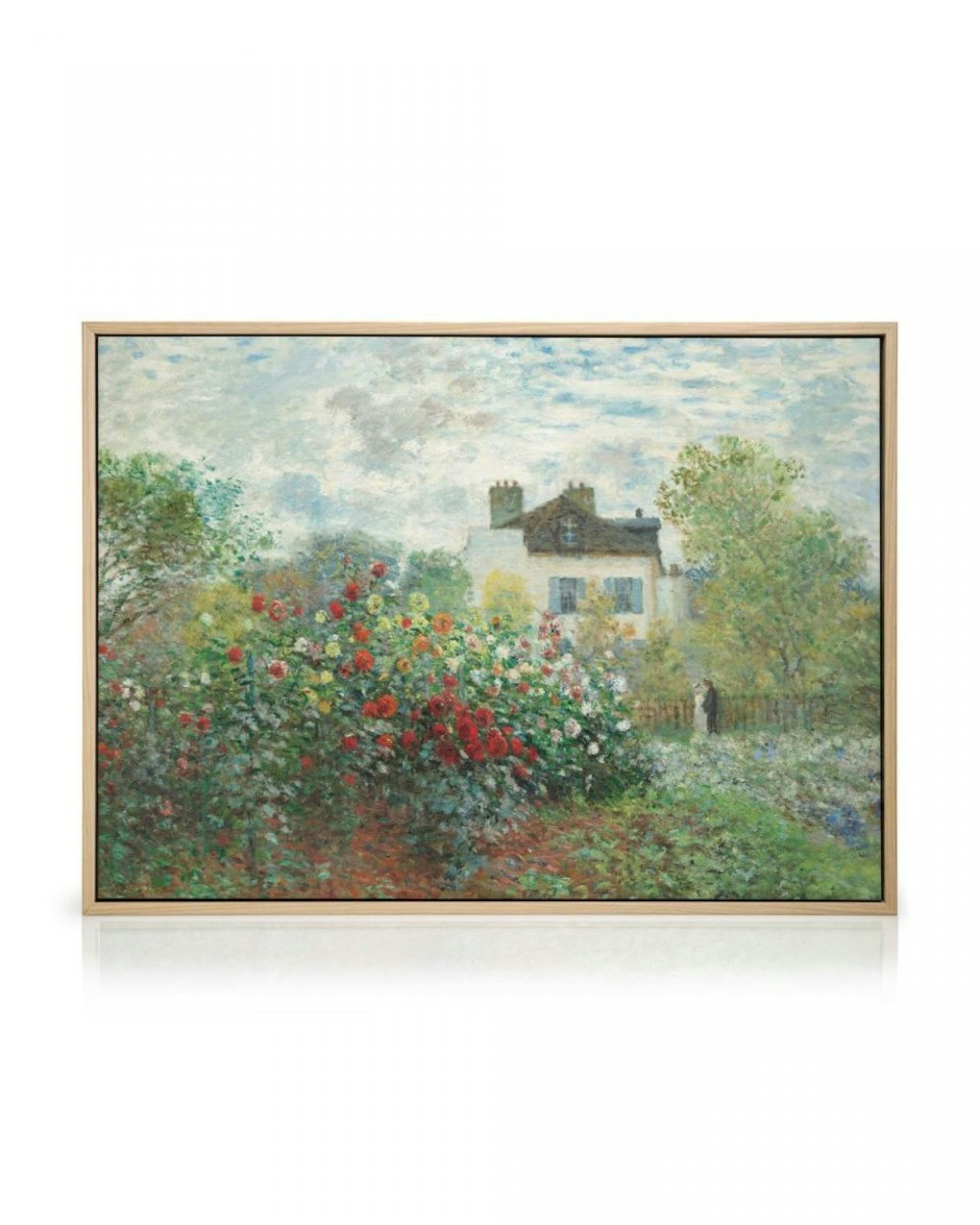 Monet - A Corner of the Garden with Dahlias Stampa su Tela
