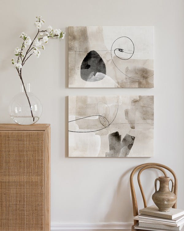 Watercolor Strokes Canvas Duo (30x40 cm - Black Frame)