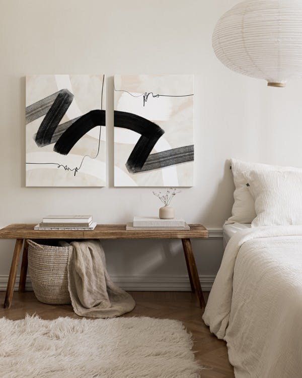 Abstract Wave Canvas Duo (50x70 cm - Fotolijst Zwart)