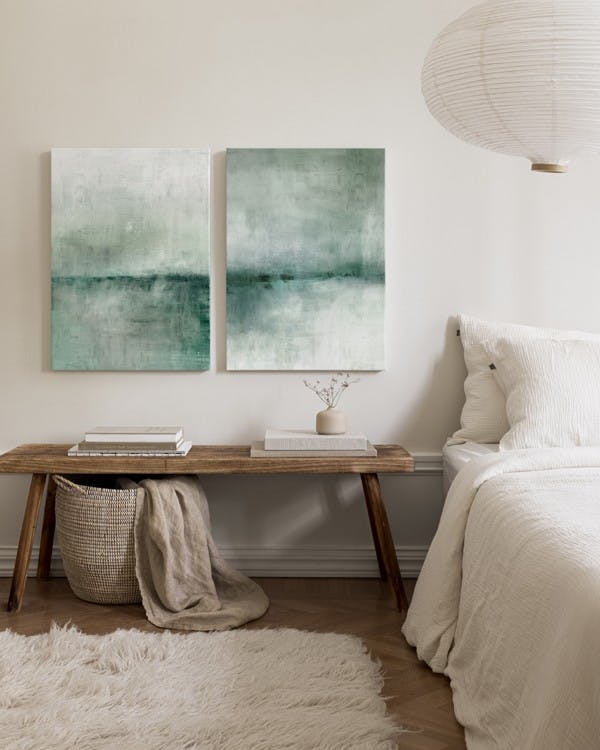 Canvas Prints Abstract Scenery Green Canvas Duo (30x40 cm - Black Frame)