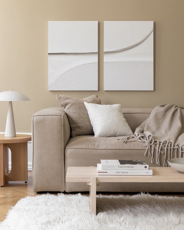 Minimalistic Texture Canvas Duo (30x40 cm - Oak Frame)