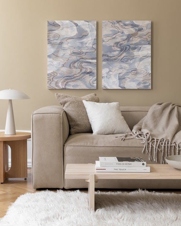 Beige Pattern Stampe su tela Duo (50x70 cm - Cornice in rovere)- Abbinamenti perfetti