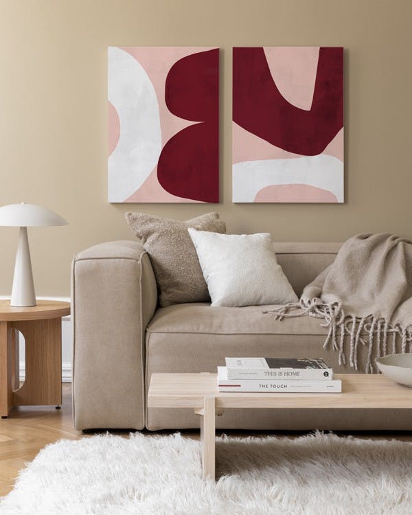 Asymmetrical Shapes Stampe su tela Duo (50x70 cm - Cornice in rovere)- Abbinamenti perfetti