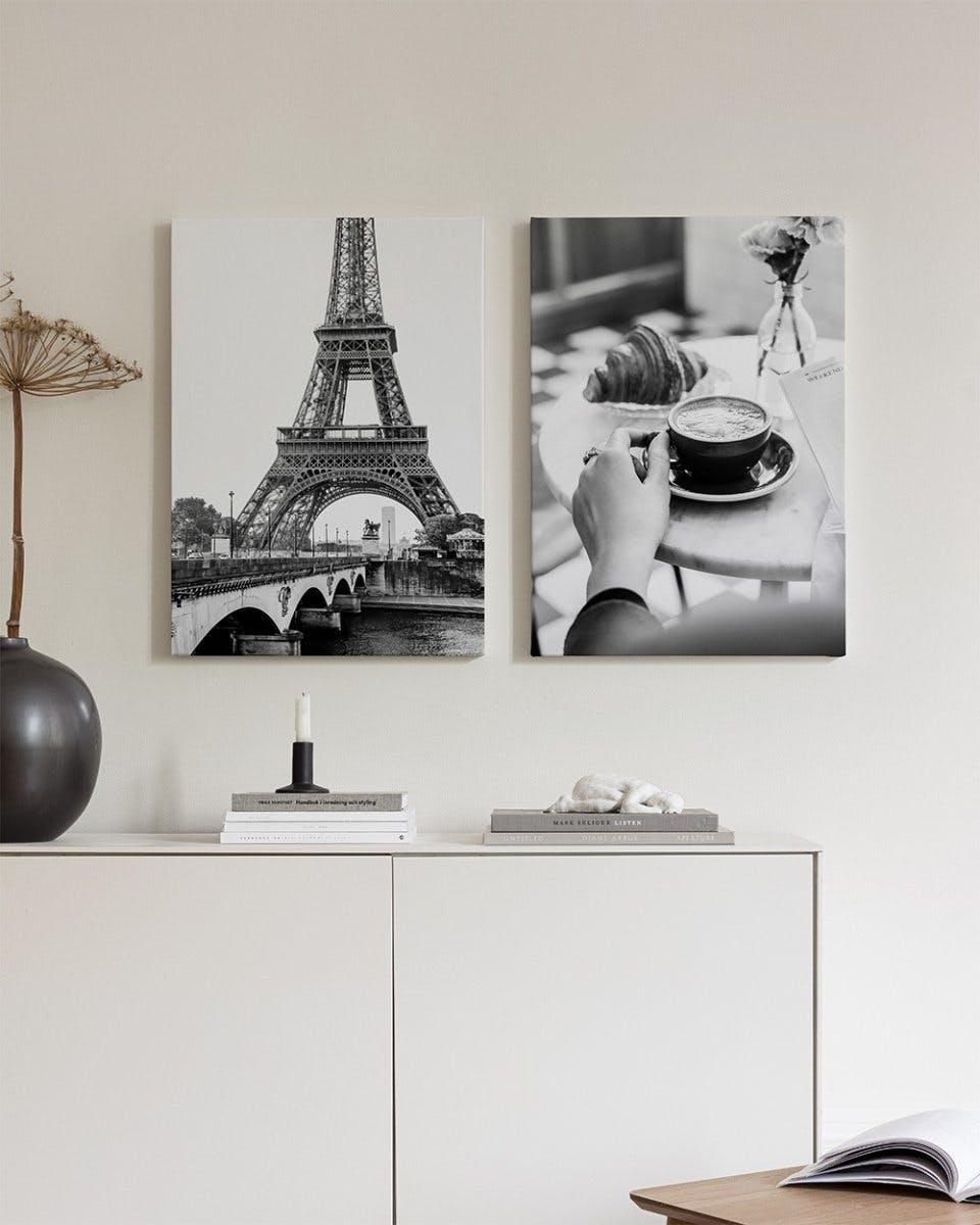 Paris Duo Duo obrazov na plátne (50x70 cm - Čierny rám)