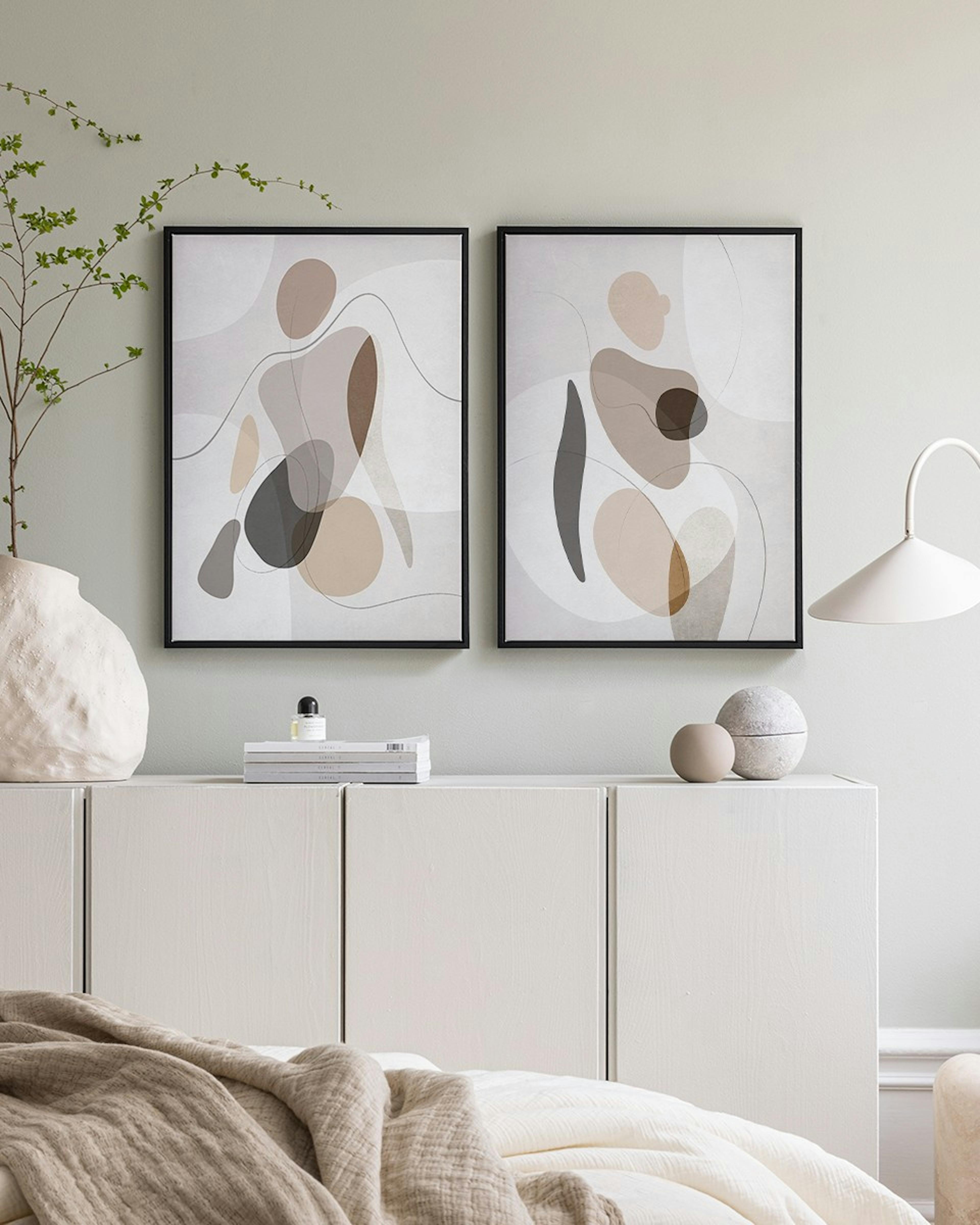 Organic Shapes Figure Canvas Duo