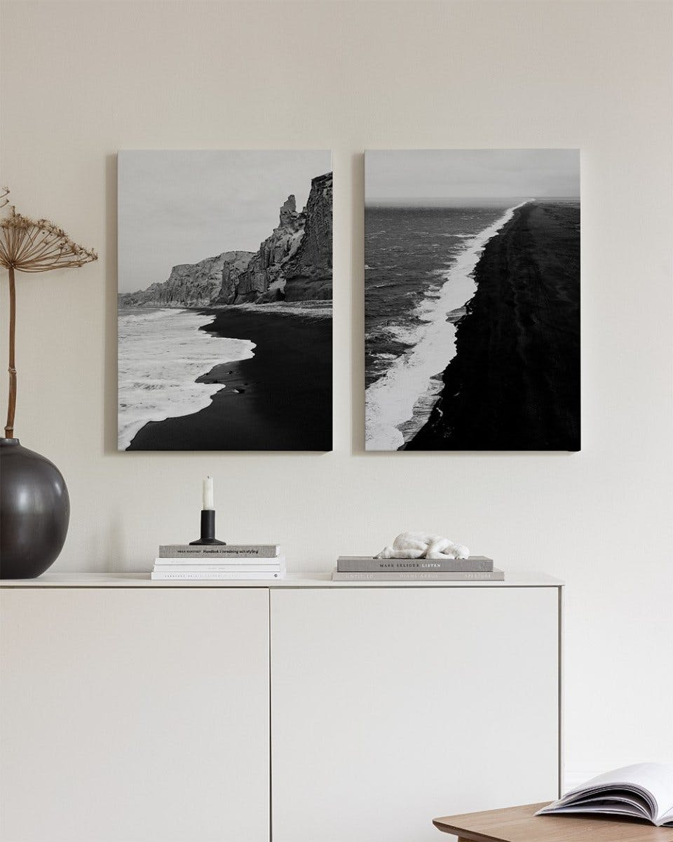 Black Beach Duo obrazov na plátne (30x40 cm - Dubový rám)