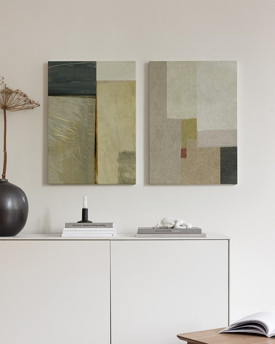 Canvas Prints Squared Abstract Canvas Duo (30x40 cm - Black Frame)