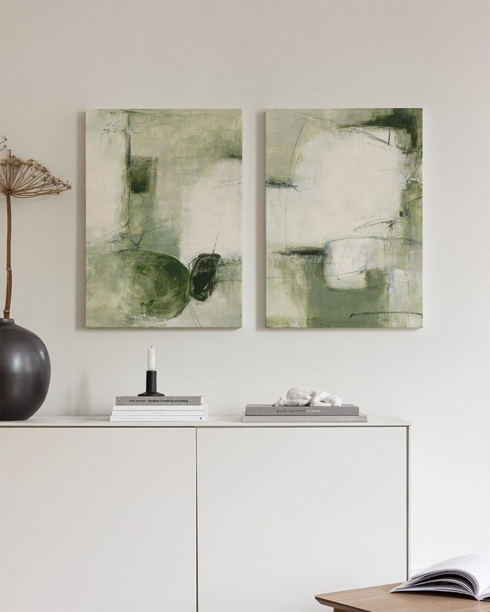 Contemporary Greens Duo obrazov na plátne (30x40 cm)