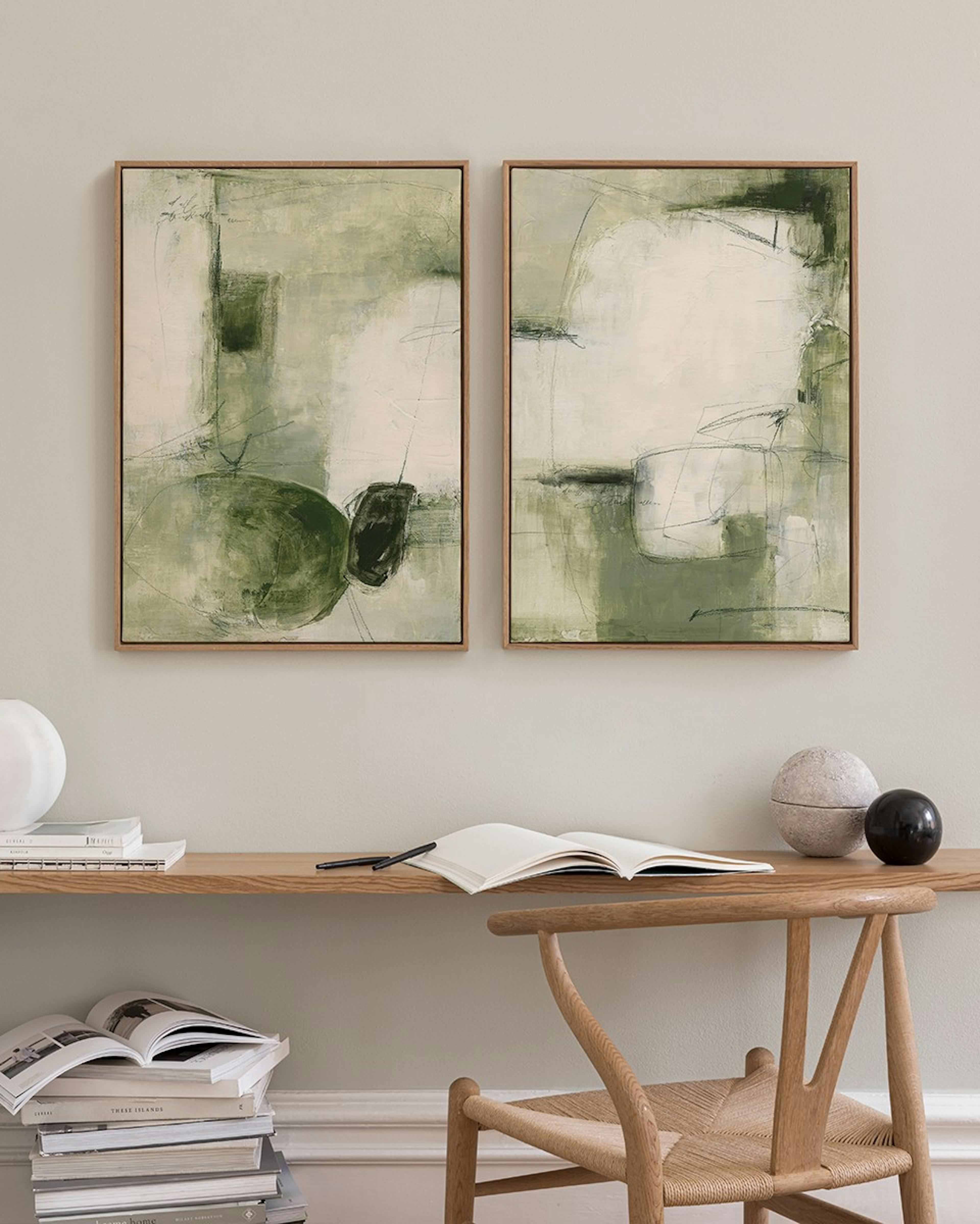 Contemporary Greens Canvas Duo