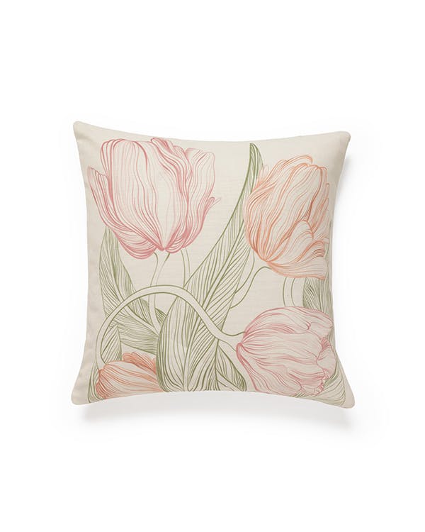 Pink Tulips Housse de coussin (60 x 60 cm avec rembourrage) - Coussins et housses de coussin