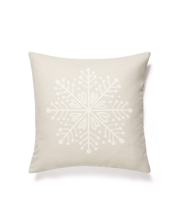 Beige Snowflake Christmas Throw Pillow