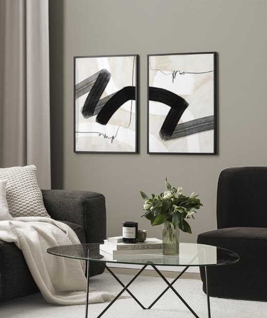 Abstract Wave gallery wall Bold line