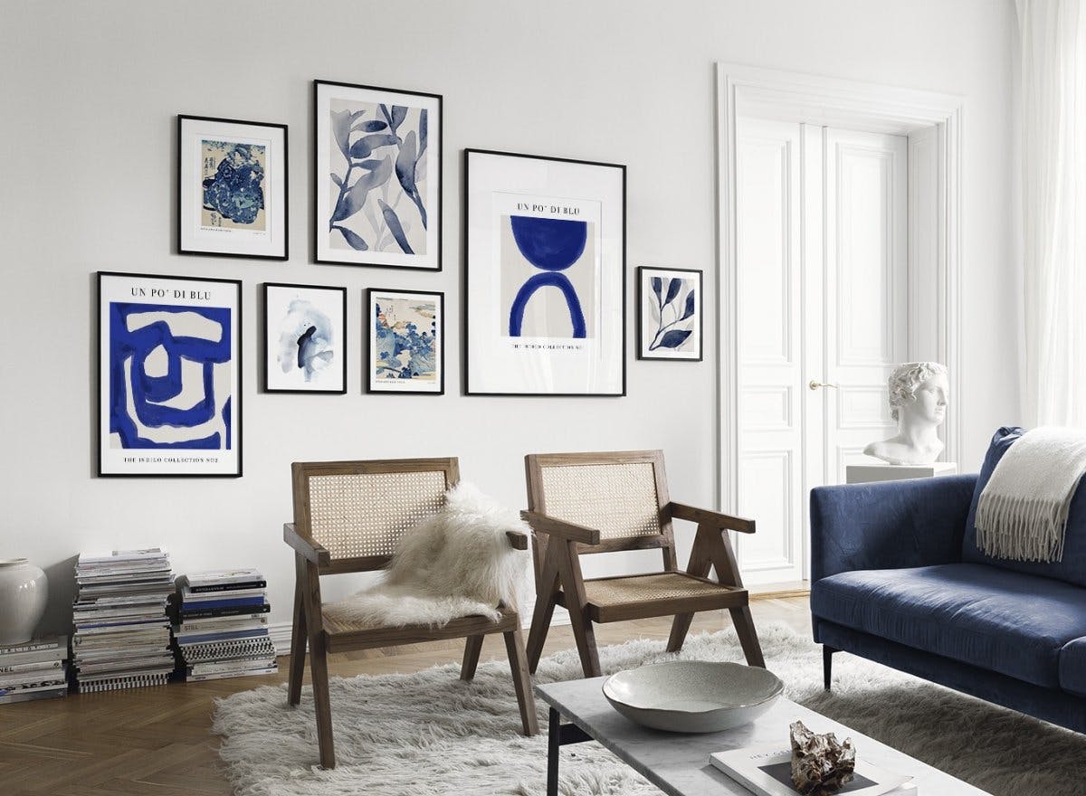 Blue Elegance parede de quadros (ONE SIZE)- Paredes de quadros para sala de estar