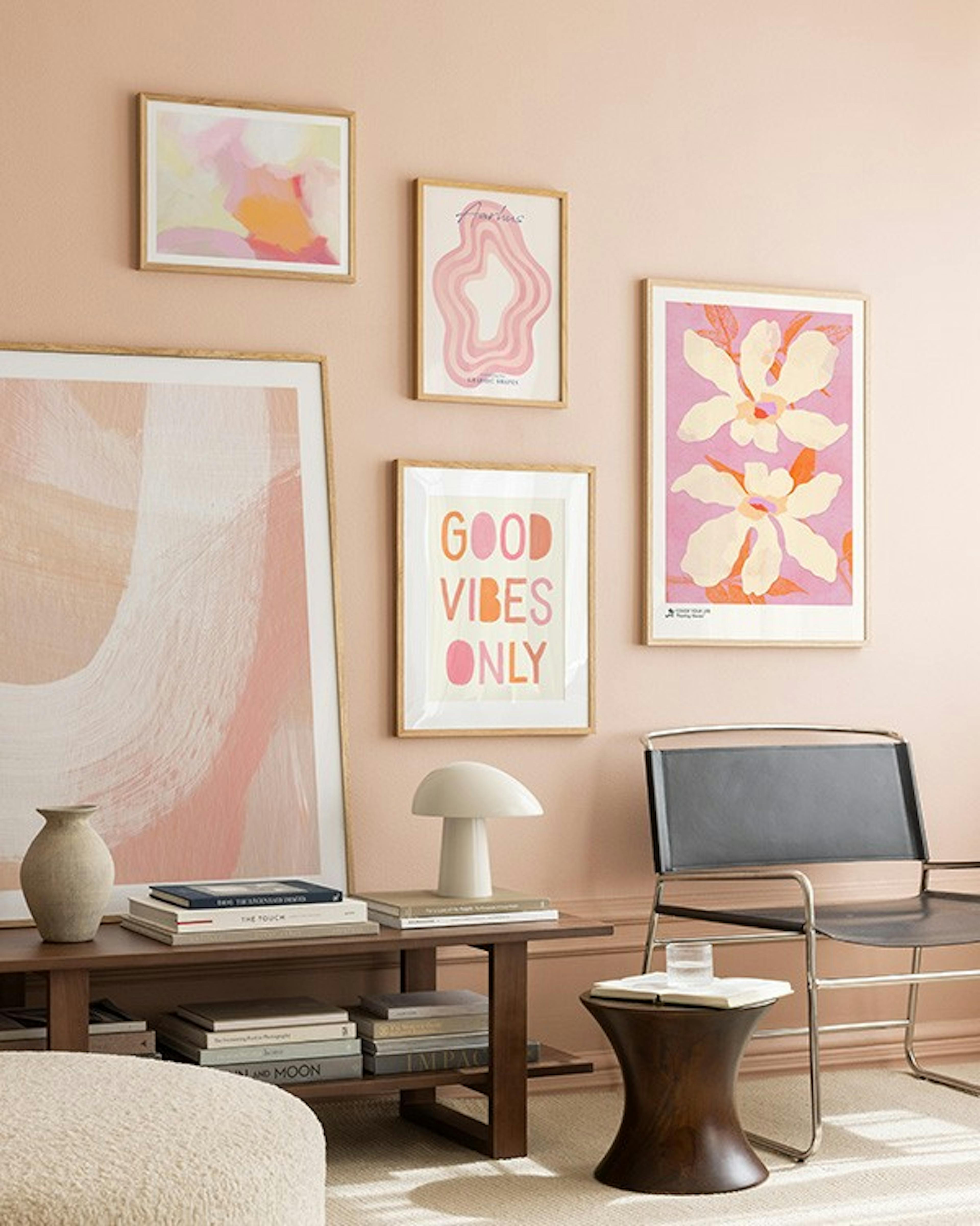 Pink shapes gallery wall