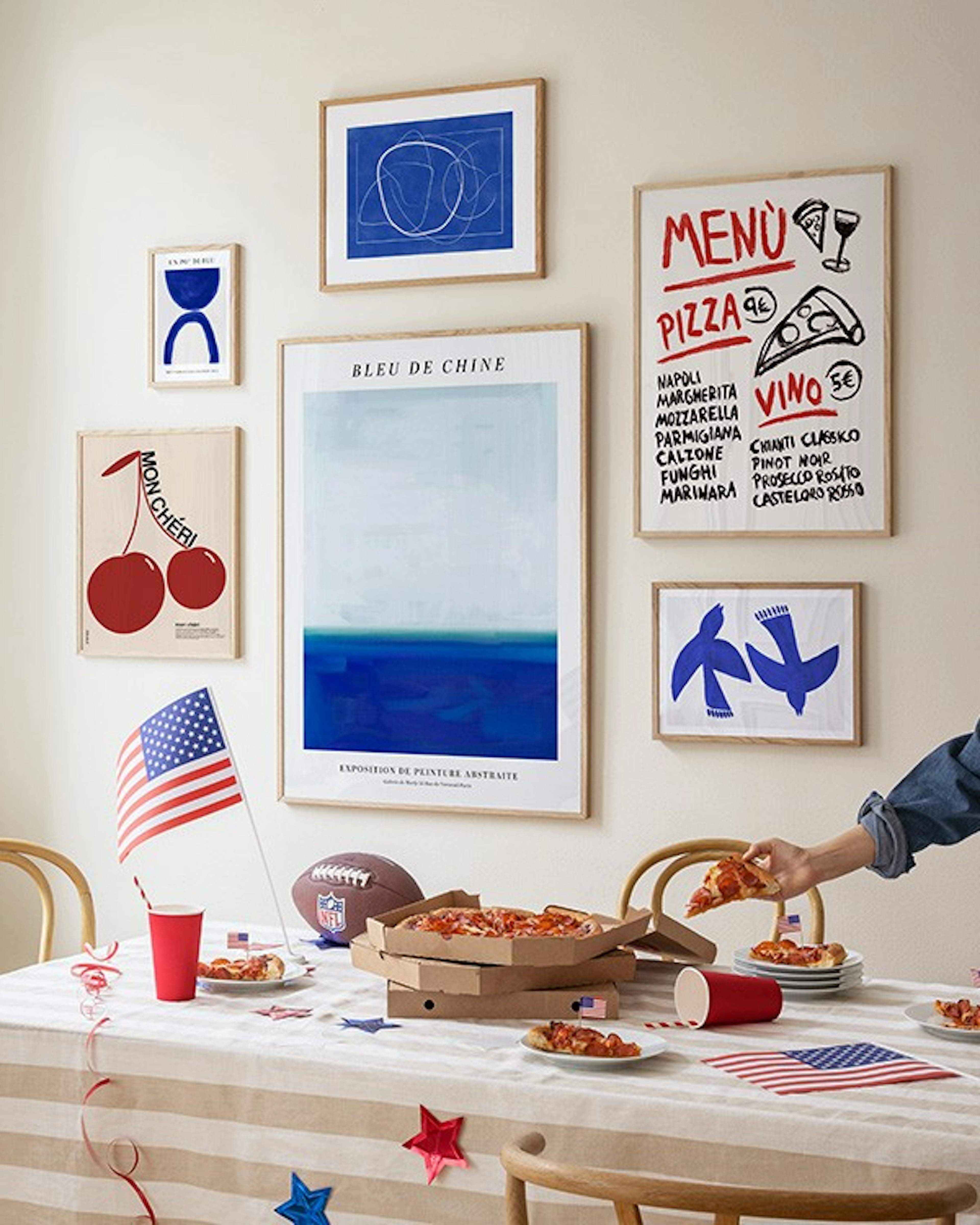 Red, White, and Blue gallery wall