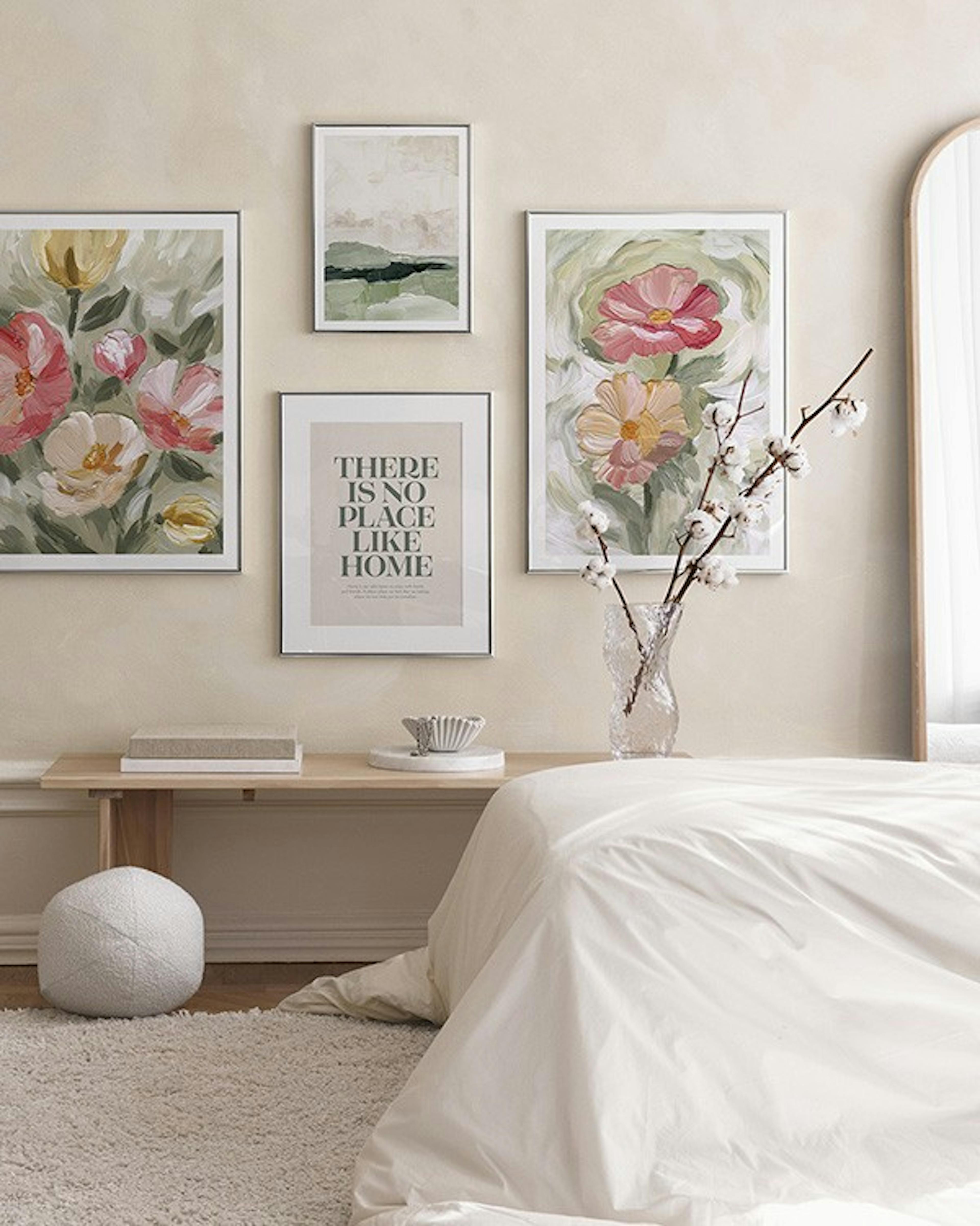 Soft florals gallery wall