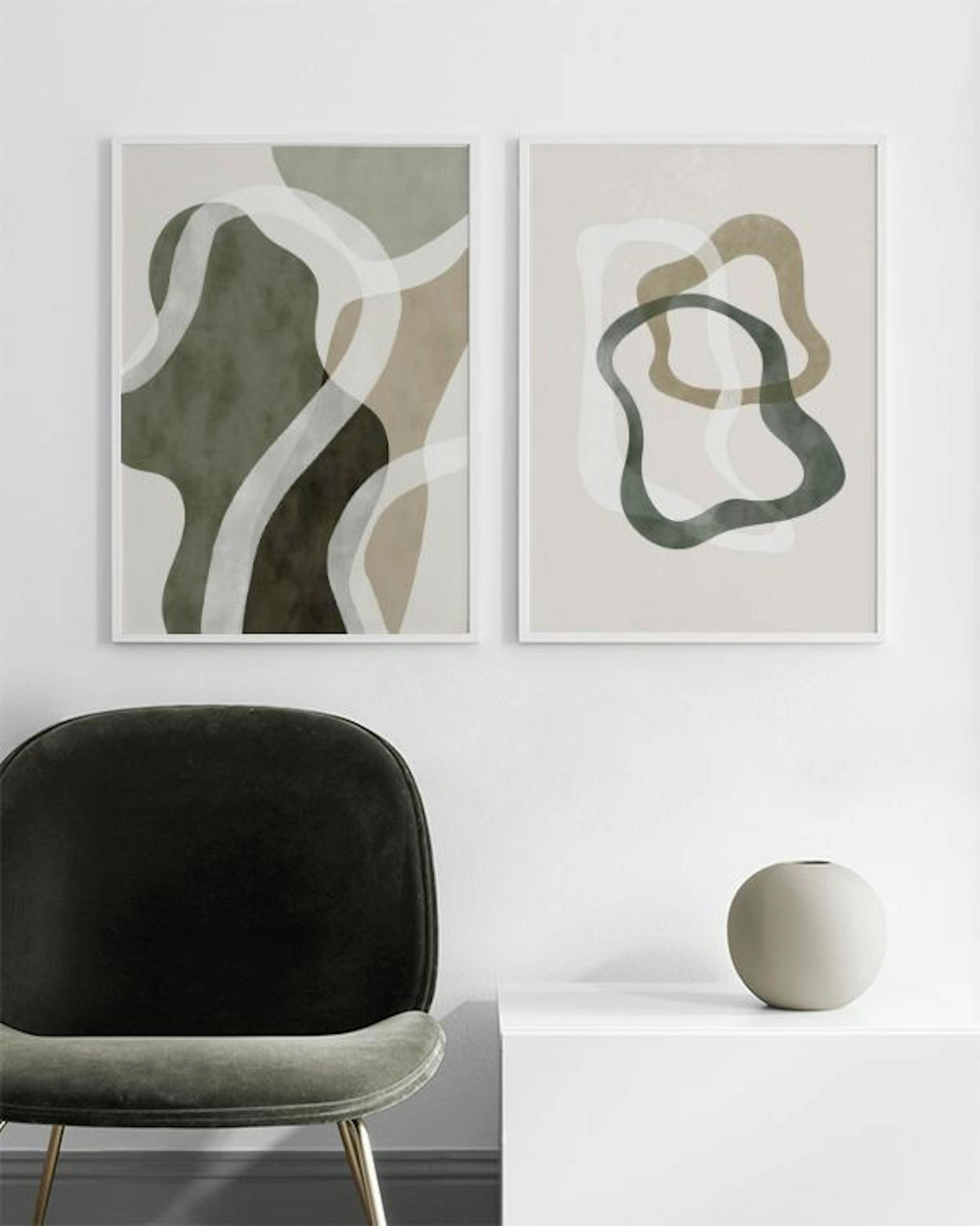 Abstract green shapes galleria a parete