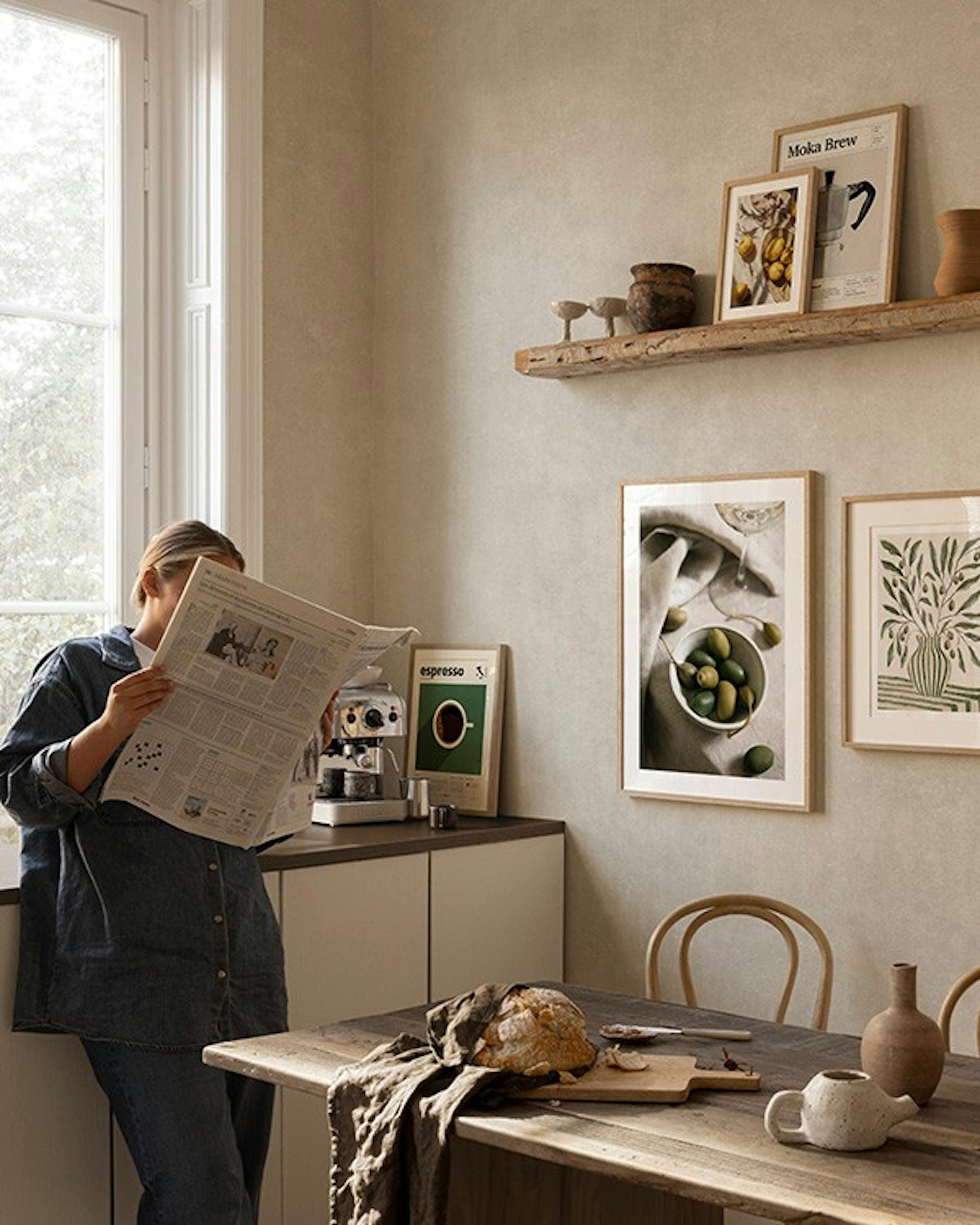 Serene kitchen parede de quadros