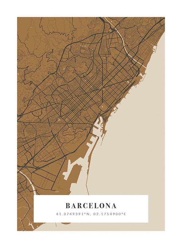 Prints - Map No1 Vintage Mustard Personal (50x70 cm) - Personalised prints