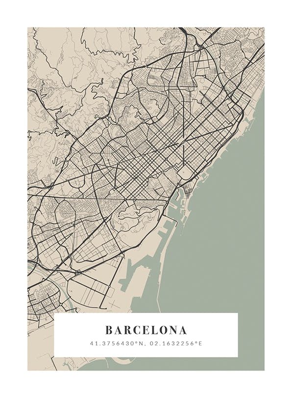 Prints - Map No1 Vintage Green Personal (30x40 cm) - Personalised prints