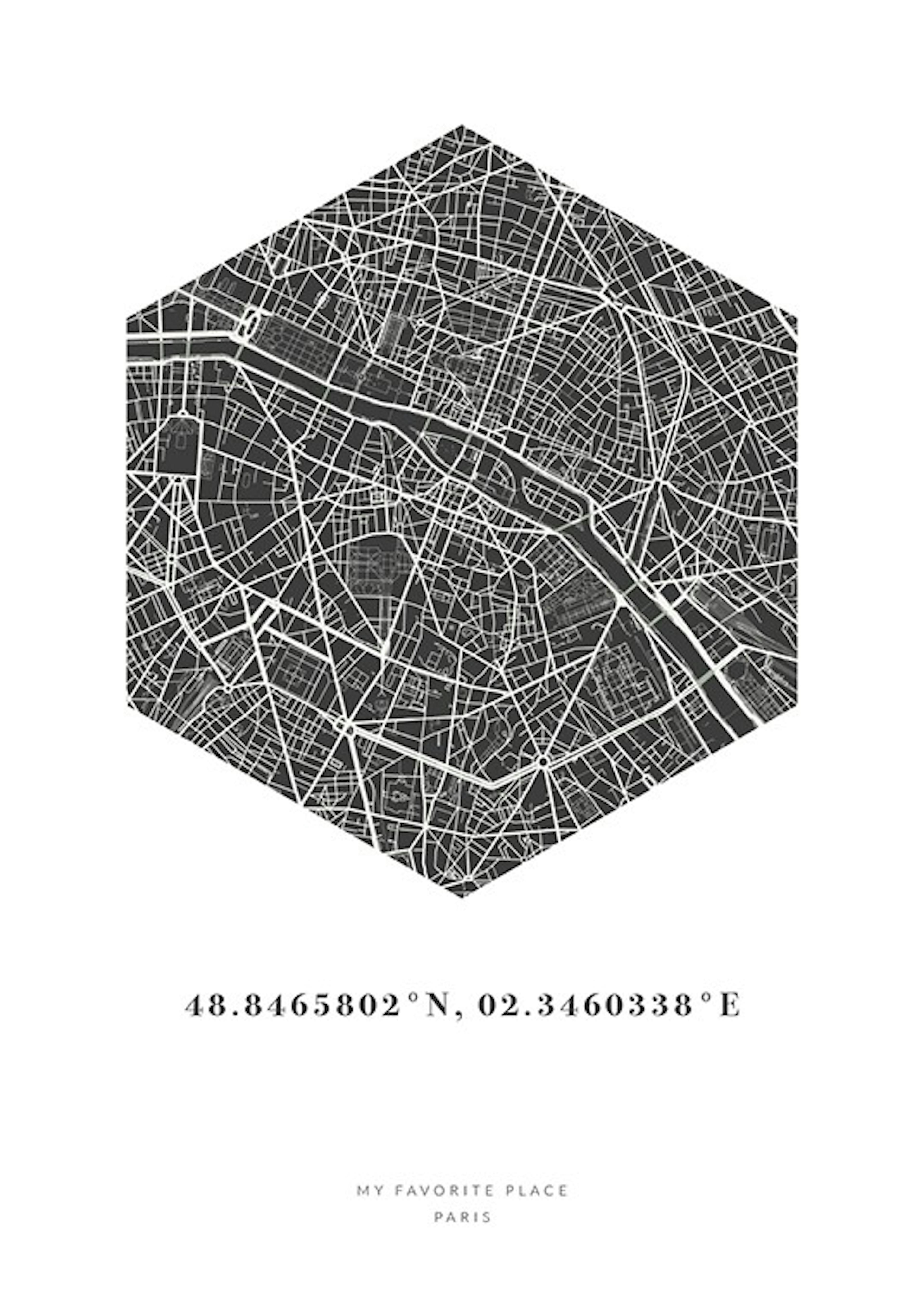 Hexagon Map Night Personal Affiche 0