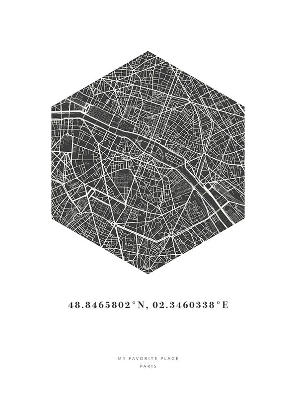Hexagon Map Night Personal Plakat (30x40 cm)- Plakaty personalizowane