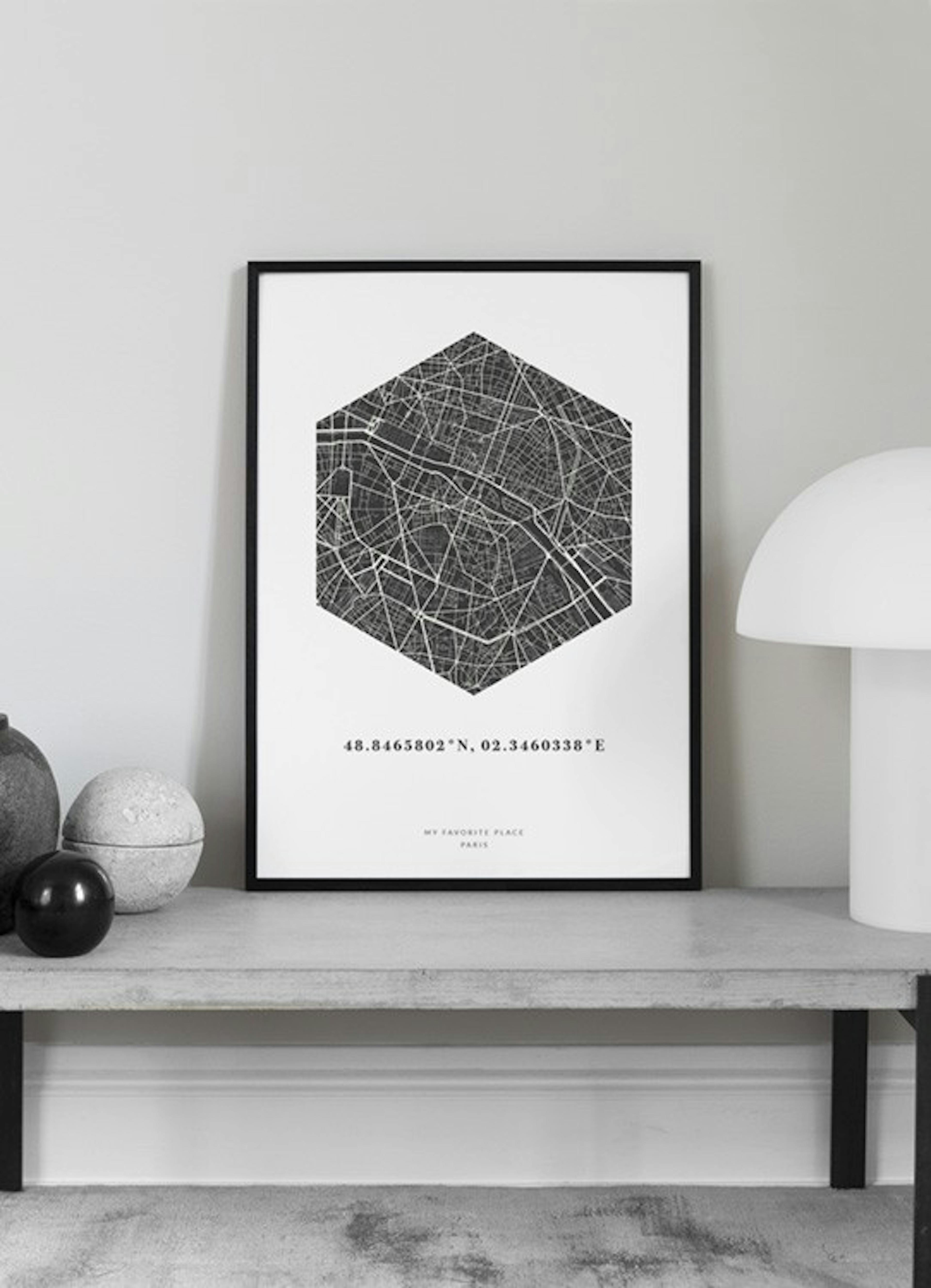 Hexagon Map Night Personal Plakat