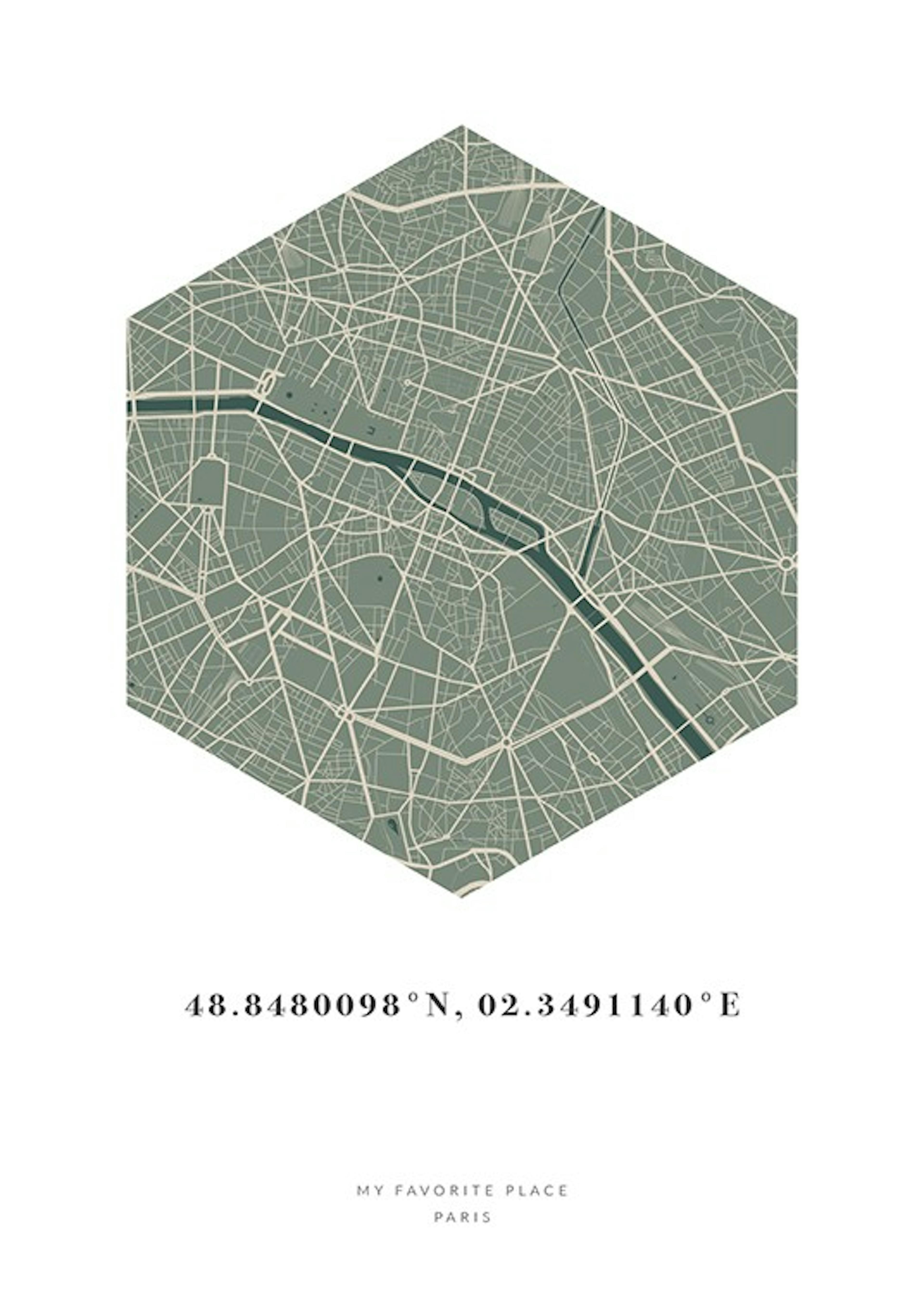 Hexagon Map Moss Personal Affiche