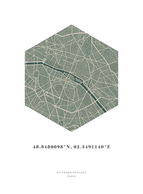 Hexagon Map Moss Personal Plakat (30x40 cm)- Plakaty personalizowane
