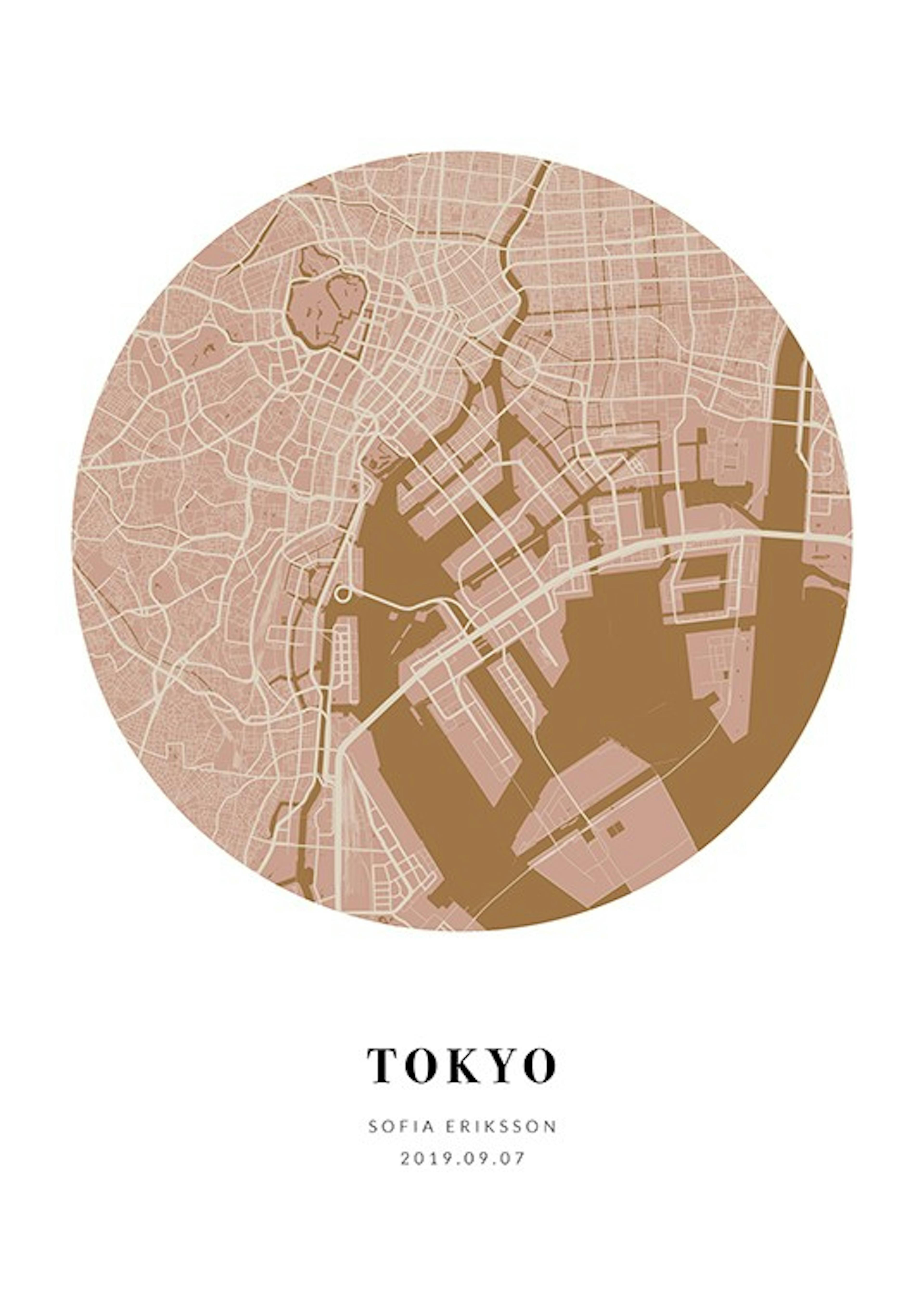Globe Map Pink Mustard Personal Plakát 0