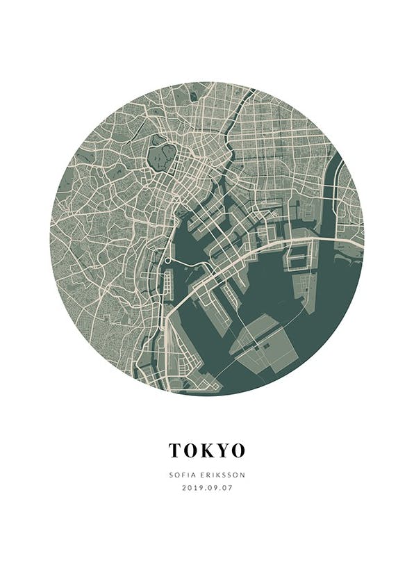 Globe Map Moss Personal Poster (50x70 cm) - Personalisierte Poster