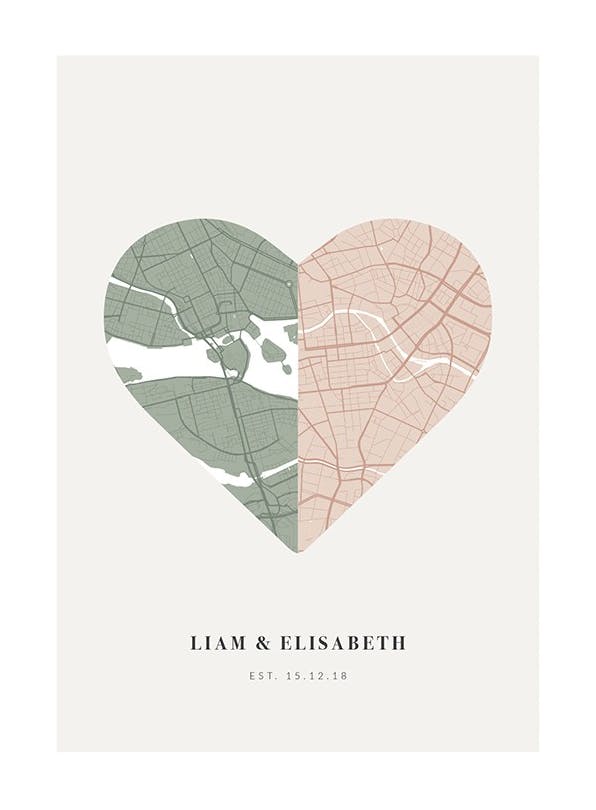 Love Map Dusty Personal Plakat (50x70 cm)- Plakaty personalizowane