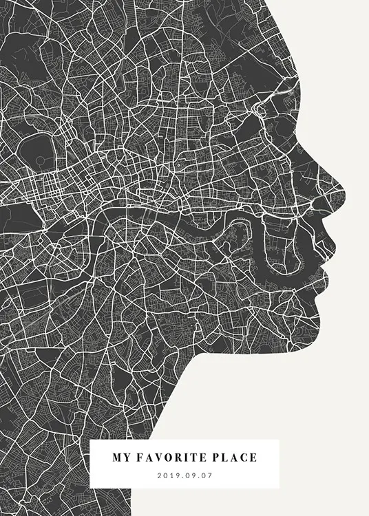 Silhouette Map Night Personal Plakát 0