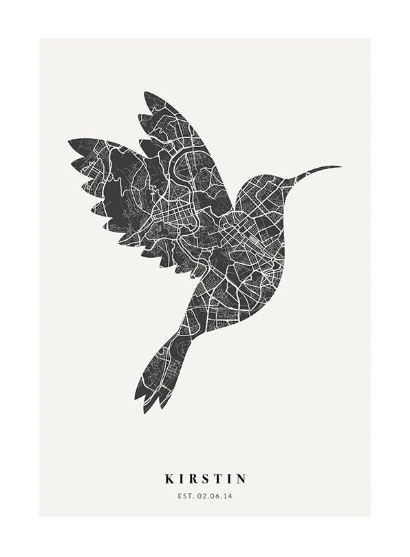 Bird Map Night Personal Juliste (50x70 cm)  Persoonalliset julisteet