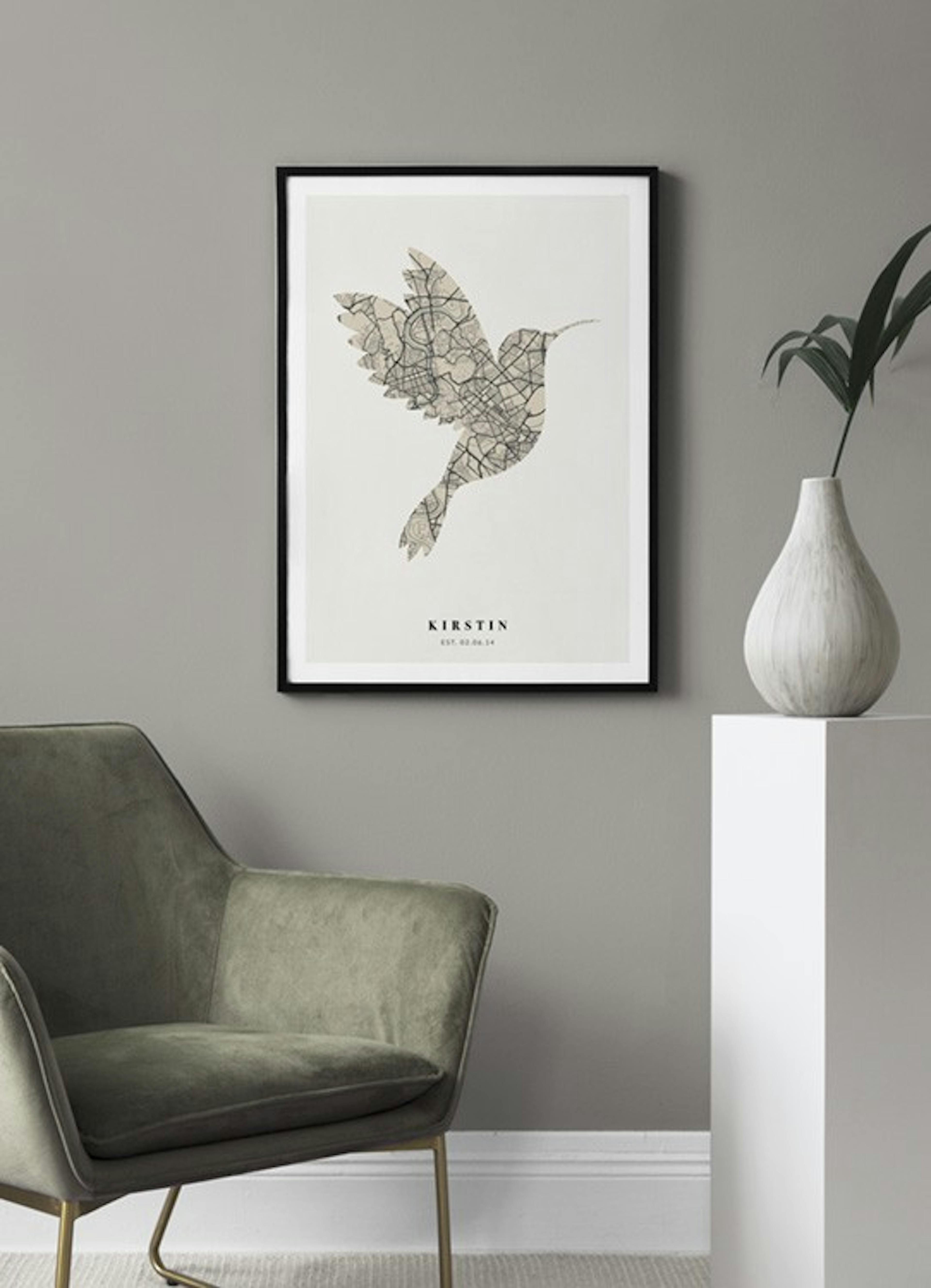 Bird Map Vintage Green Personal Poster