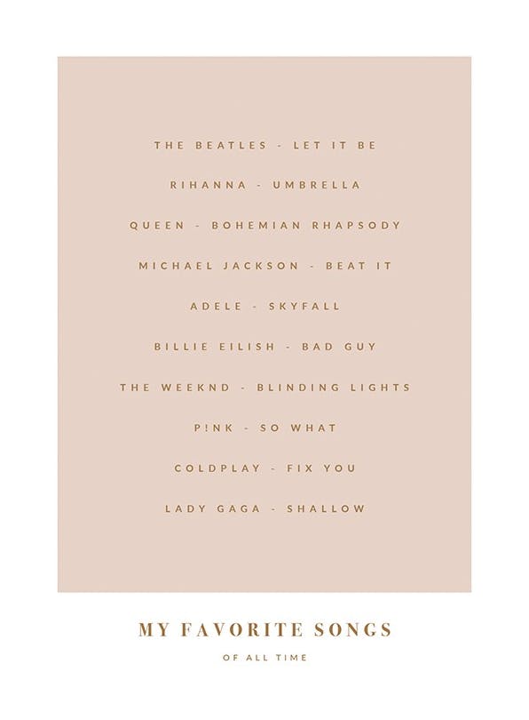 My Favorite Songs Pink Personal Plakat (30x40 cm)- Plakaty personalizowane