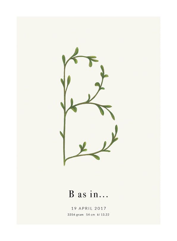 Botanic Letter B Personal Poster (50x70 cm) - Gepersonaliseerde posters