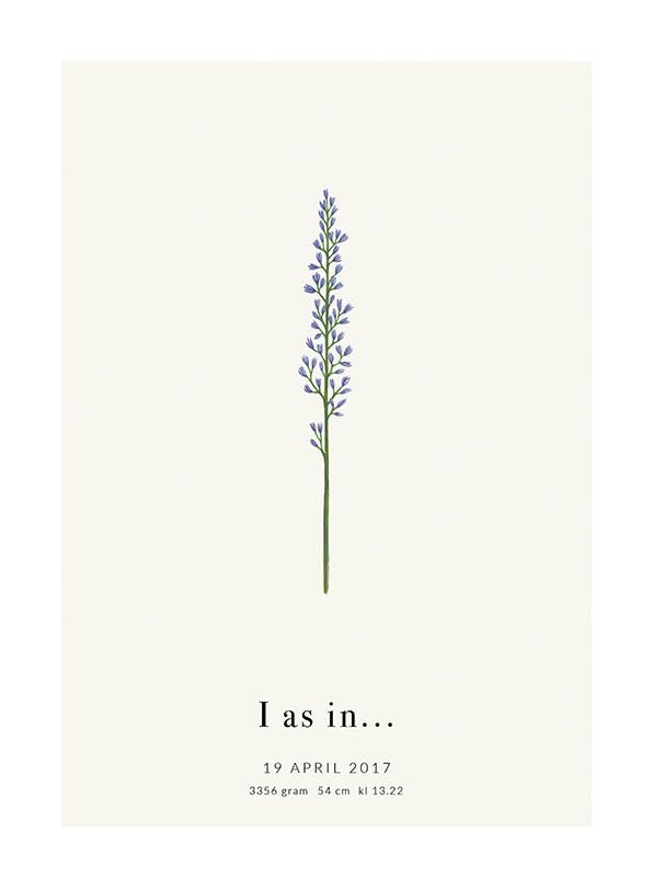 Botanic Letter I Personal Plakat (30x40 cm)- Plakaty personalizowane