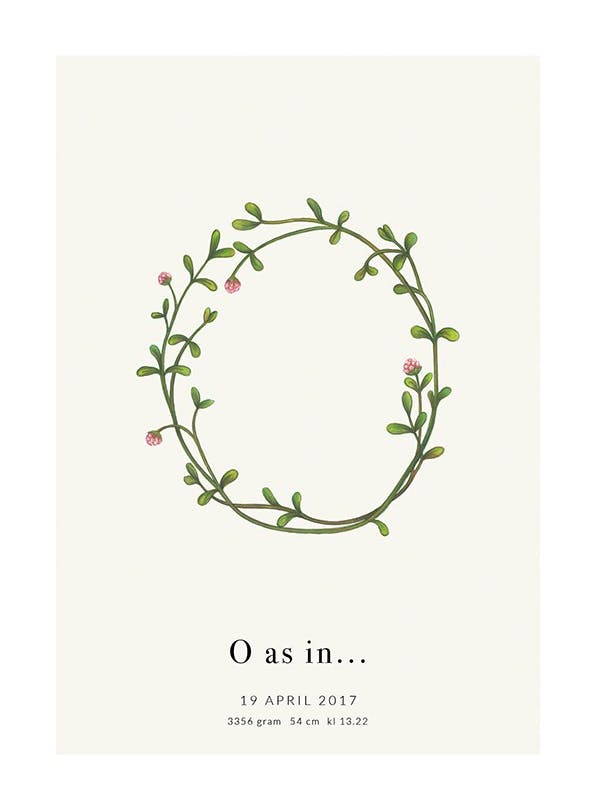 Botanic Letter O Personal Poster (50x70 cm) - Gepersonaliseerde posters